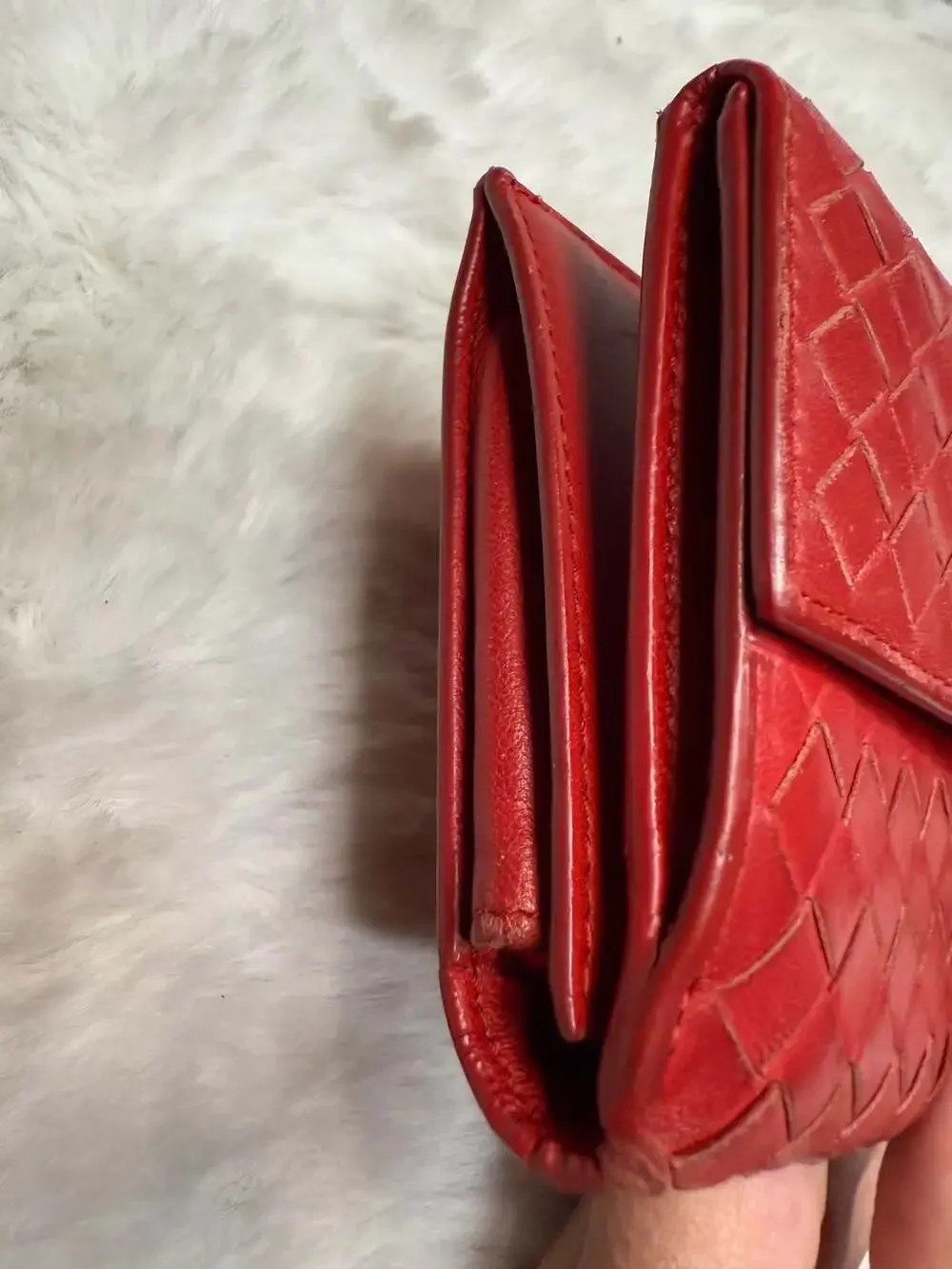 Bottega Veneta Red Intrecciato Nappa Leather Continental Flap Wallet
